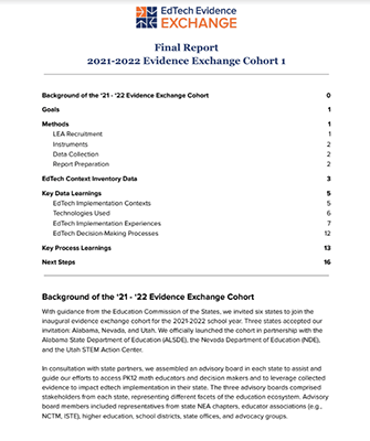 Evidence Exchange Cohort report from EdTech Evidence Exchange
