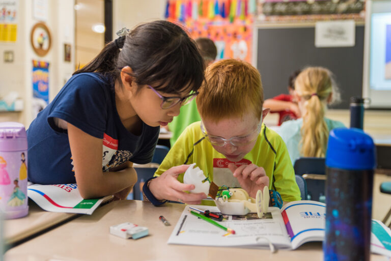 students work on project