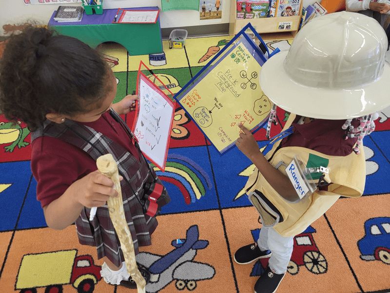 Two children play together