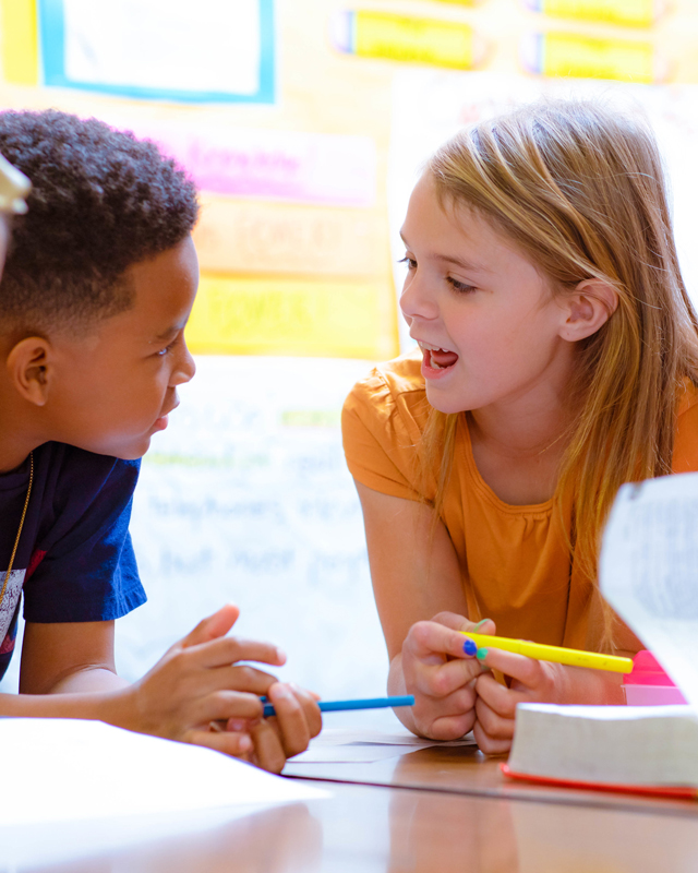 two children talking