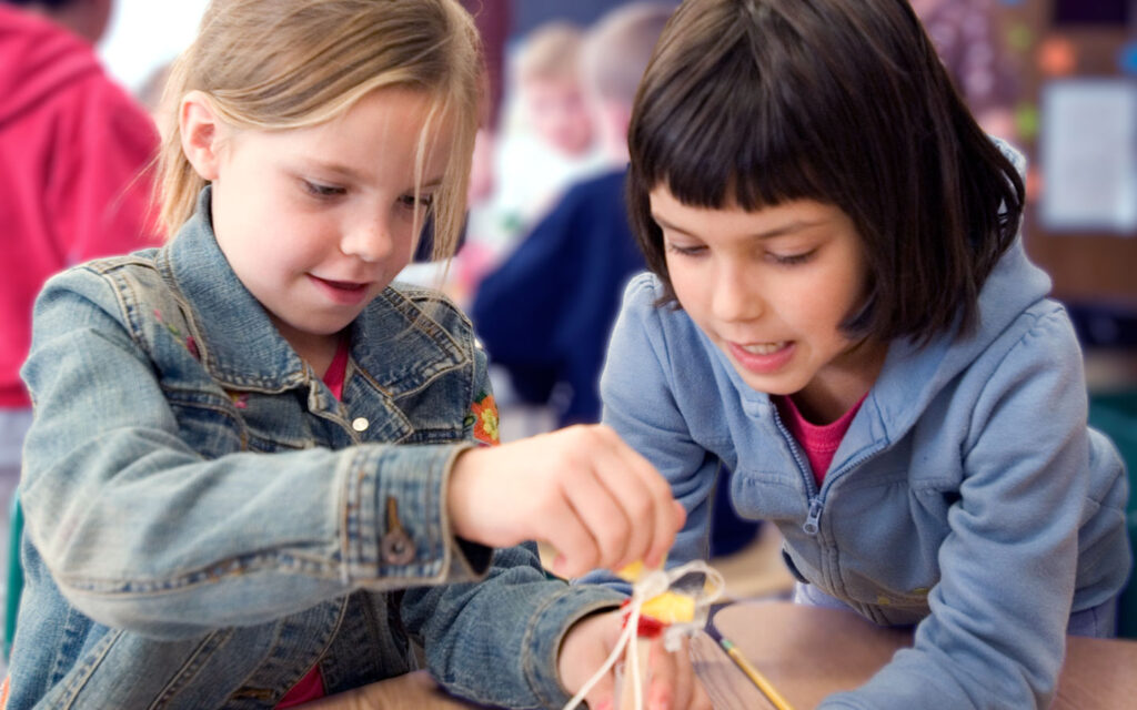 two girls in Museum of Science