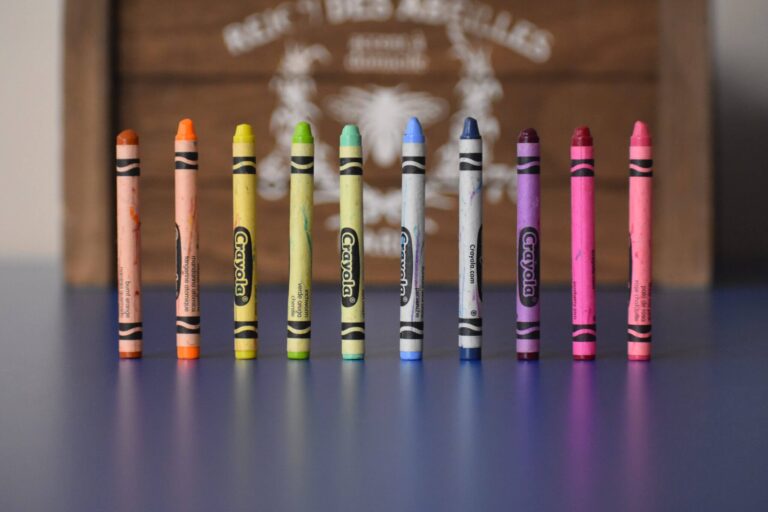 crayons lined up on a table