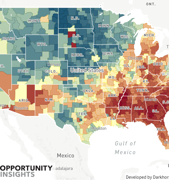 Opportunity Atlas map, provided by Opportunity Insights